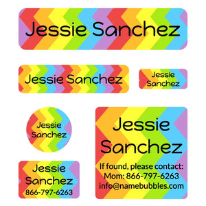 day camp labels pack zig zag rainbow