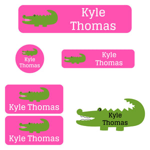 daycare labels pack allligator pink