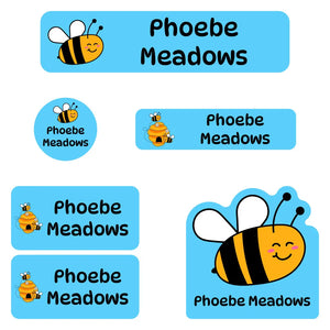 daycare labels pack bee blue