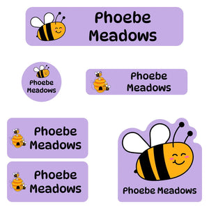 daycare labels pack bee purple