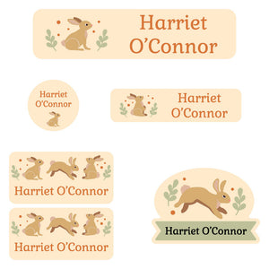daycare labels pack bunny cream