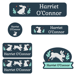 daycare labels pack bunny navy