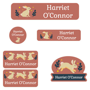 daycare labels pack bunny terracotta