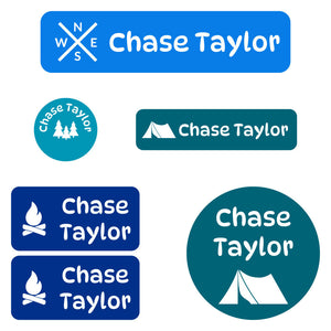 daycare labels pack campsite ocean blue