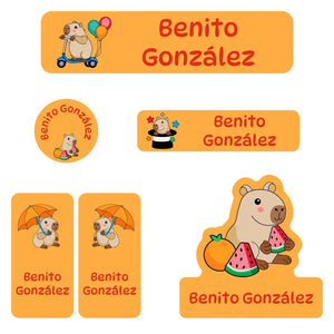 daycare labels pack capybara orange
