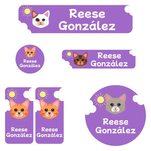 cats purple daycare labels pack