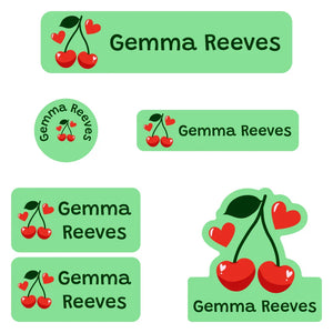 daycare labels pack cherries solid green
