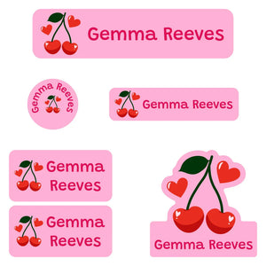 daycare labels pack cherries solid pink