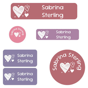 daycare labels pack doodle hearts berry bash