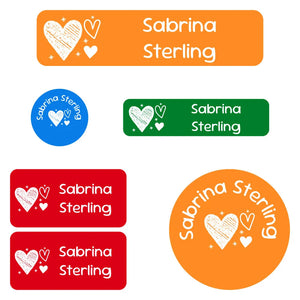 daycare labels pack doodle hearts elementary