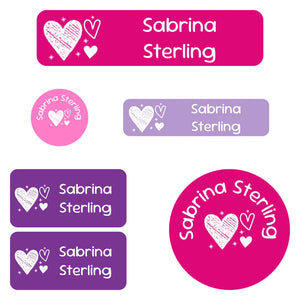daycare labels pack doodle hearts fairy princess