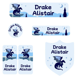 daycare labels pack dragon blue