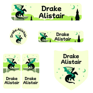 daycare labels pack dragon green