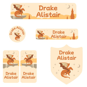 daycare labels pack dragon orange