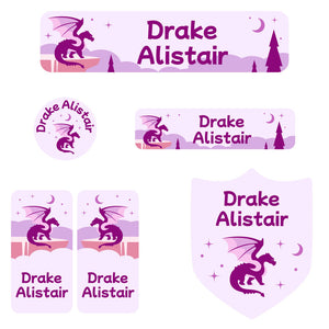 daycare labels pack dragon purple