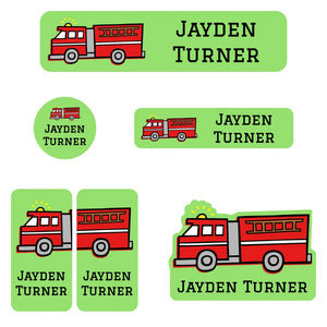 daycare name labels for kids in fire truck green