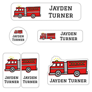 daycare name labels for kids in fire truck white
