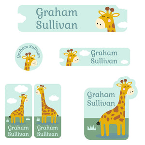 daycare labels pack giraffe green