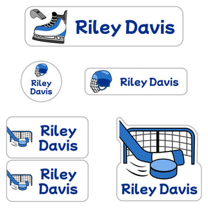 daycare labels pack hockey blue