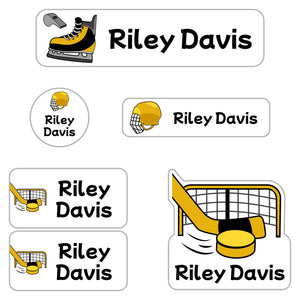 daycare labels pack hockey gold