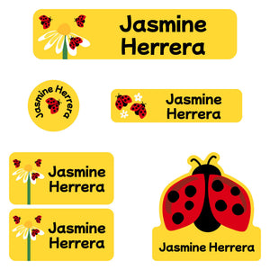daycare labels pack ladybug yellow
