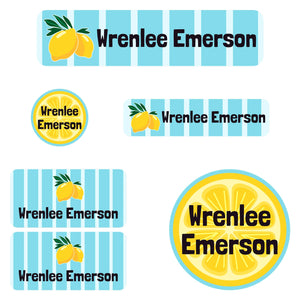 daycare name labels lemons blue