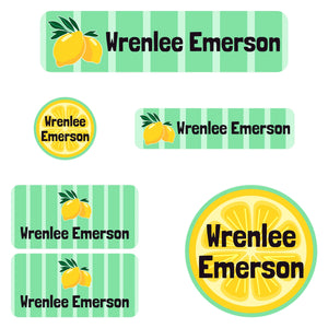 daycare name labels lemons green