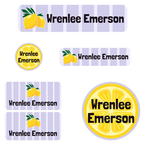 daycare name labels lemons purple