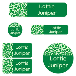 daycare name labels leopard print green