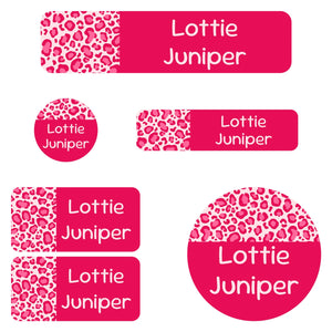 daycare name labels leopard print pink