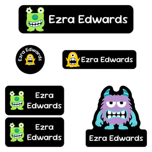 daycare labels pack monsters black