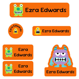 daycare labels pack monsters orange