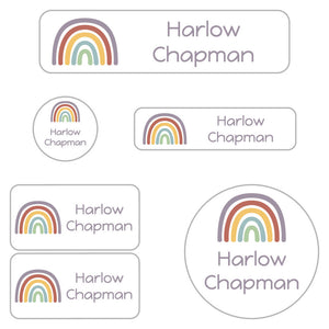 daycare labels pack neutral rainbow harvest hues