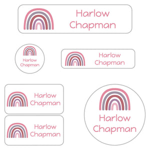 daycare labels pack neutral rainbow rosy glow