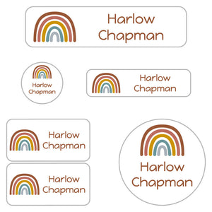 daycare labels pack neutral rainbow rustic harmony