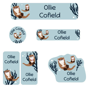 daycare labels pack otter powder blue
