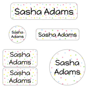 kids' name labels for daycare in pom pom rainbow