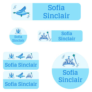 daycare labels pack princess blue