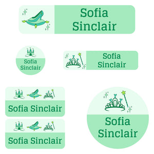 daycare labels pack princess green