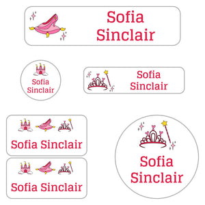daycare labels pack princess white pink