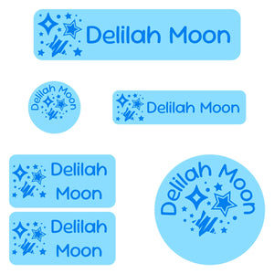 daycare labels pack stars blue