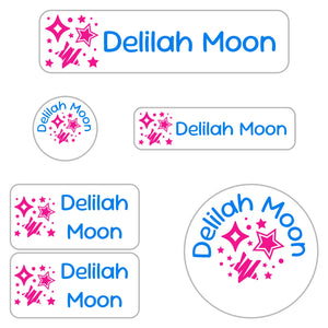 daycare labels pack stars pink blue