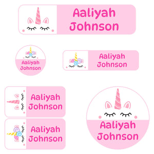 daycare name labels for kids unicorn light pink