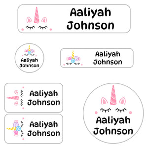 daycare name labels for kids unicorn white