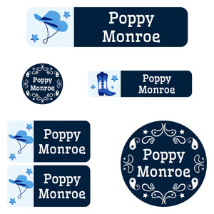 daycare labels pack western blue