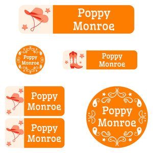 daycare labels pack western orange