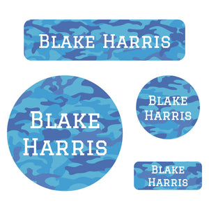holiday labels pack camo blue