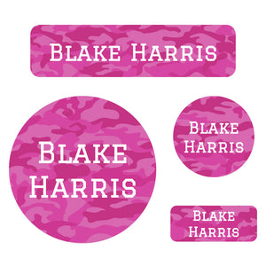 holiday labels pack camo pink