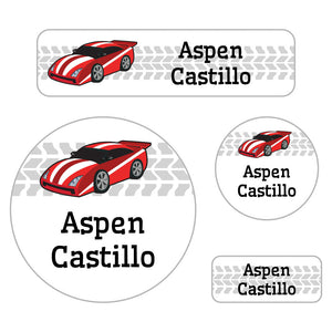 holiday labels pack race car red