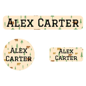kids' combo pack of iron-on name labels - bear cream